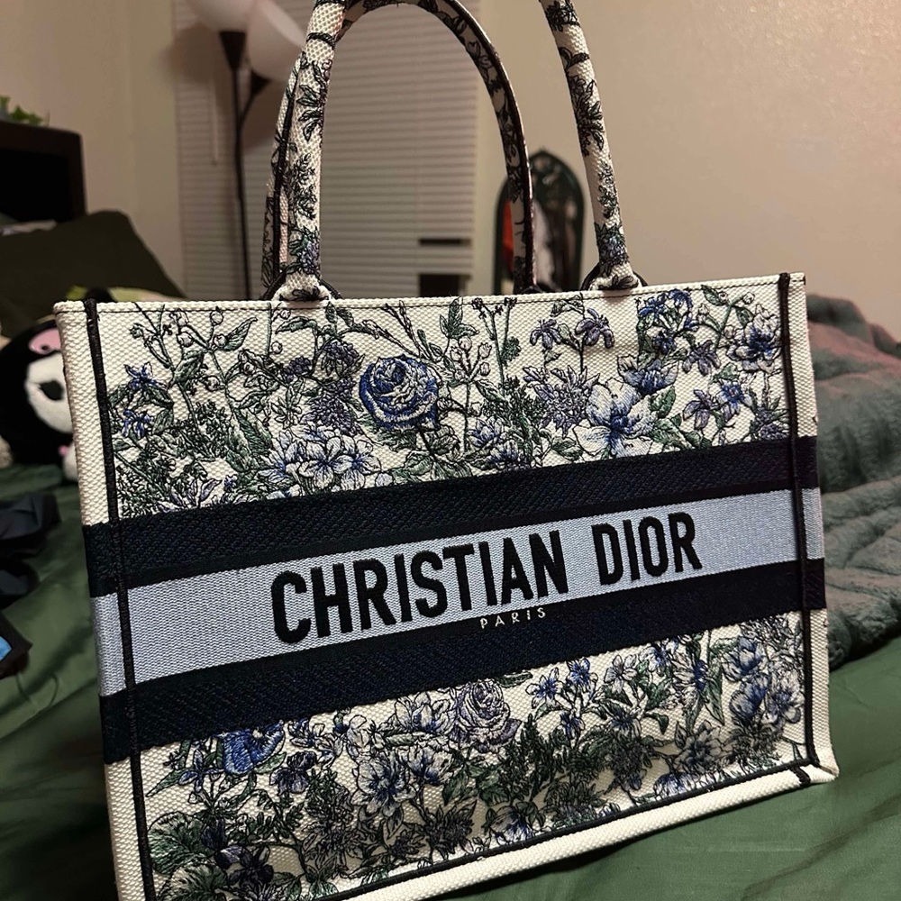 Dior Floral Tote Bag - Blue